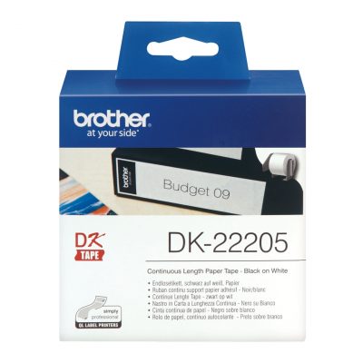 Etiquetas Brother 62mmx30,48m. negro/blanco